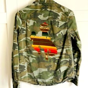 Camouflage Serape Bucking Horse Shirt Jacket